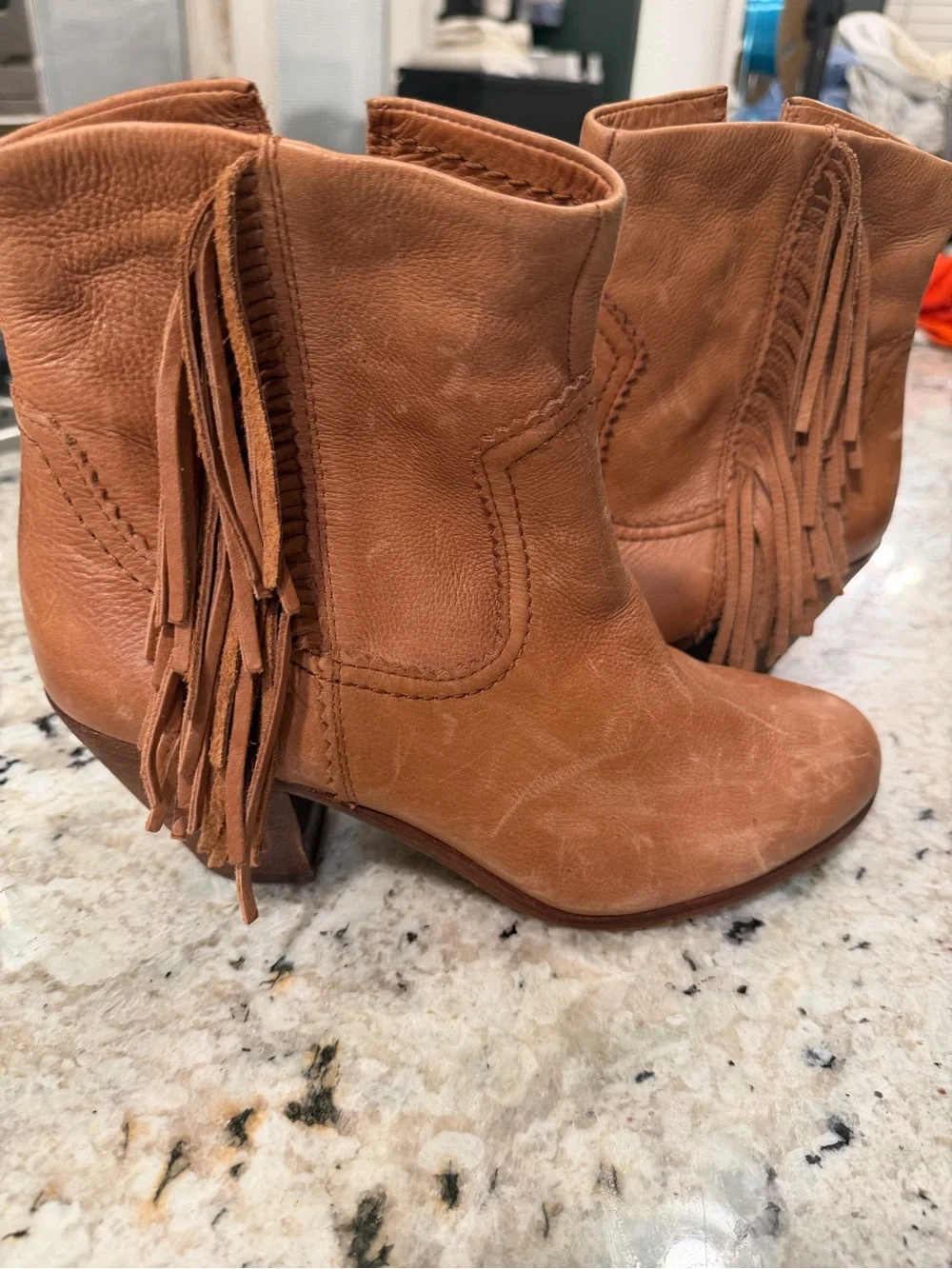 Sam Edelman Women’s 9.5 Western Fringe Leather Ankle Boots. Boho cowgirl